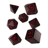 Q-Workshop Elvish Black Red 7 Piece Dice Set - Radar Toys