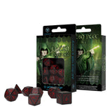 Q-Workshop Elvish Black Red 7 Piece Dice Set - Radar Toys