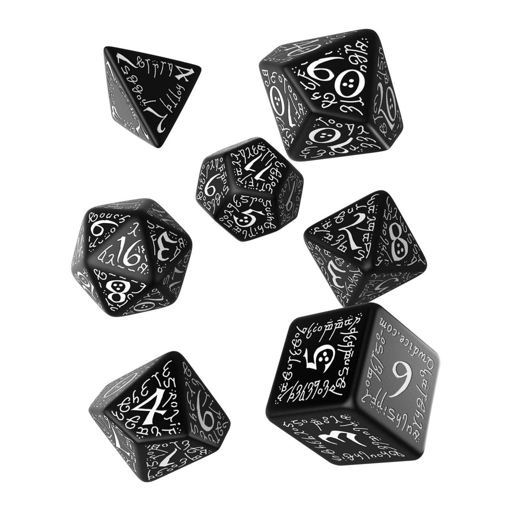 Q-Workshop Elvish Black White 7 Piece Dice Set
