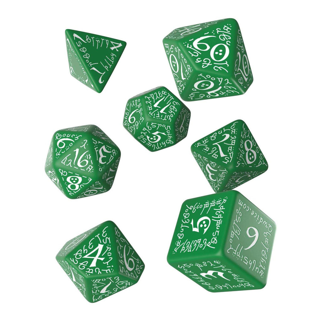Q-Workshop Elvish Green White 7 Piece Dice Set