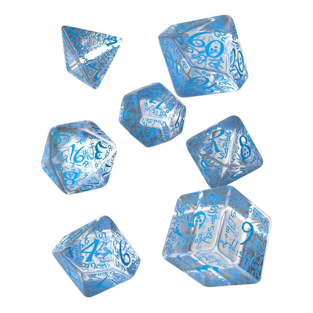 Q-Workshop Elvish Translucent Blue 7 Piece Dice Set