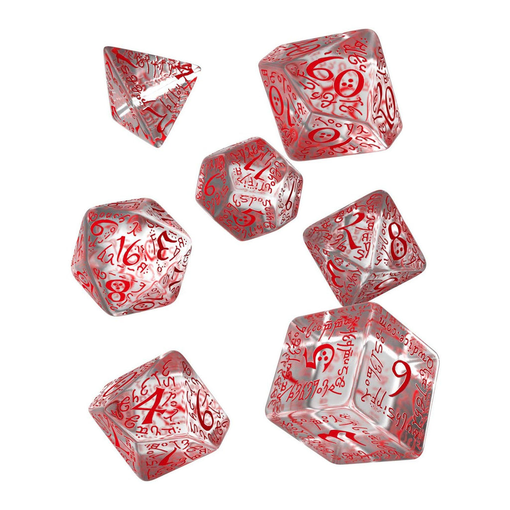 Q-Workshop Elvish Translucent Red 7 Piece Dice Set