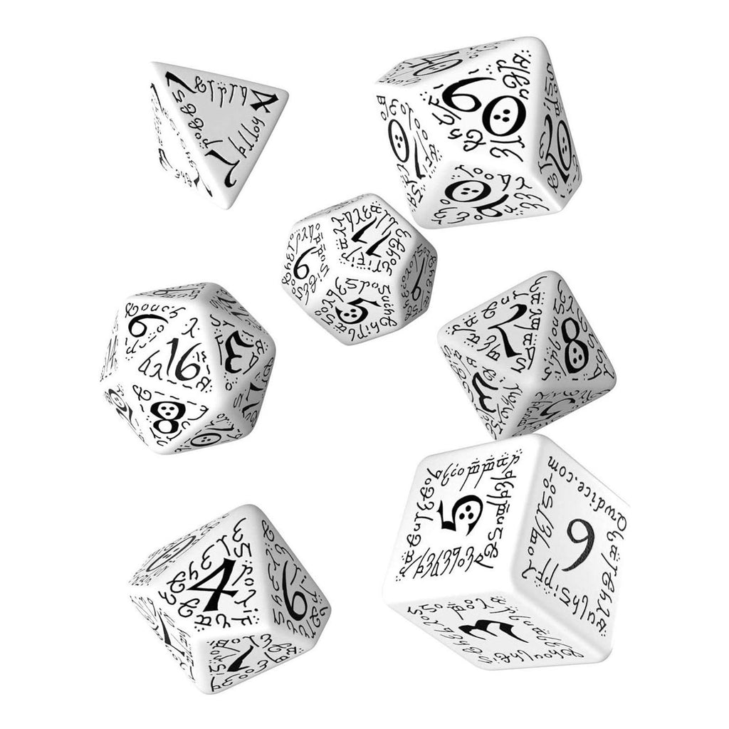 Q-Workshop Elvish White Black 7 Piece Dice Set