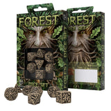 Q-Workshop Forest Beige Black 7 Piece Dice Set - Radar Toys