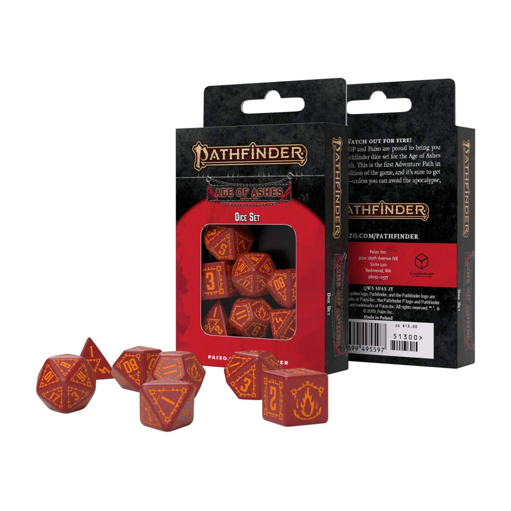 Q-Workshop Pathfinder Age Of Ashes Roleplaying 7 Piece Dice Set