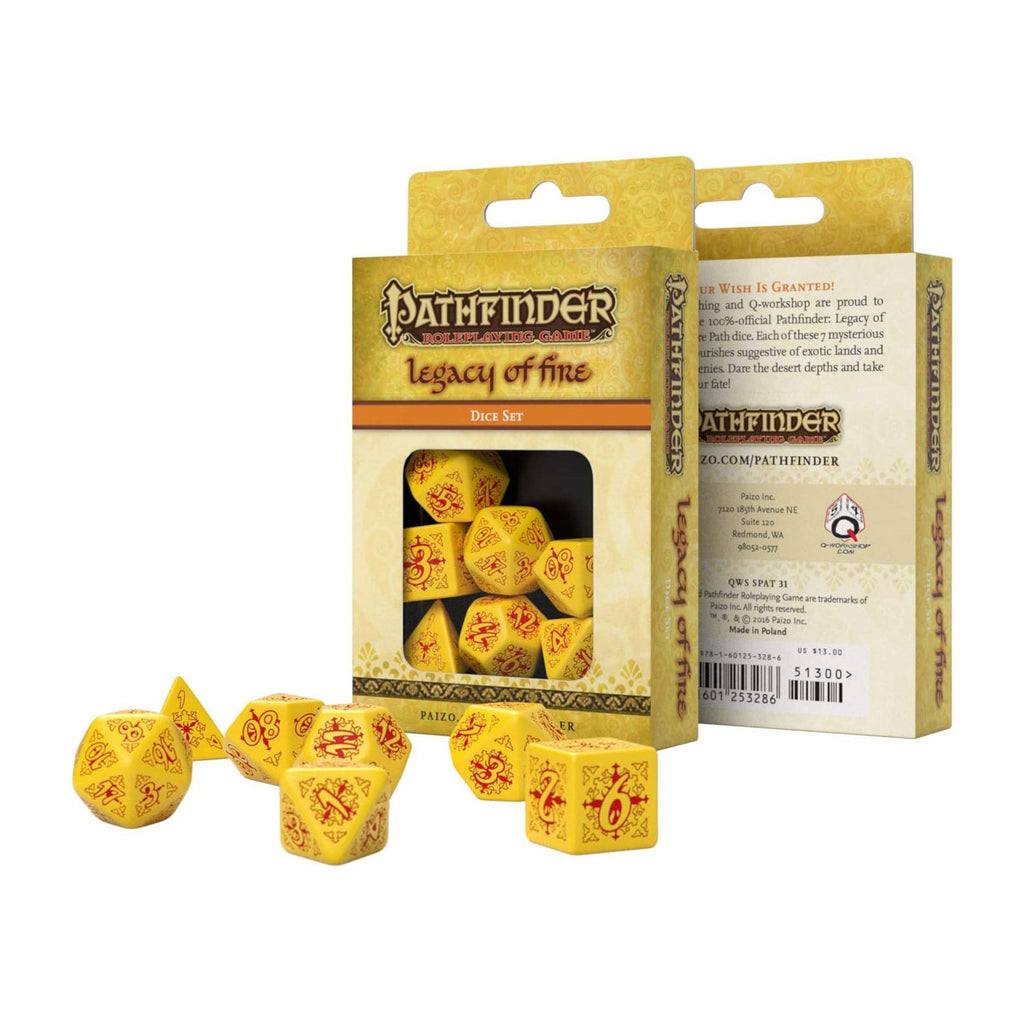 Q-Workshop Pathfinder Legacy Of Fire Roleplaying 7 Piece Dice Set - Radar Toys