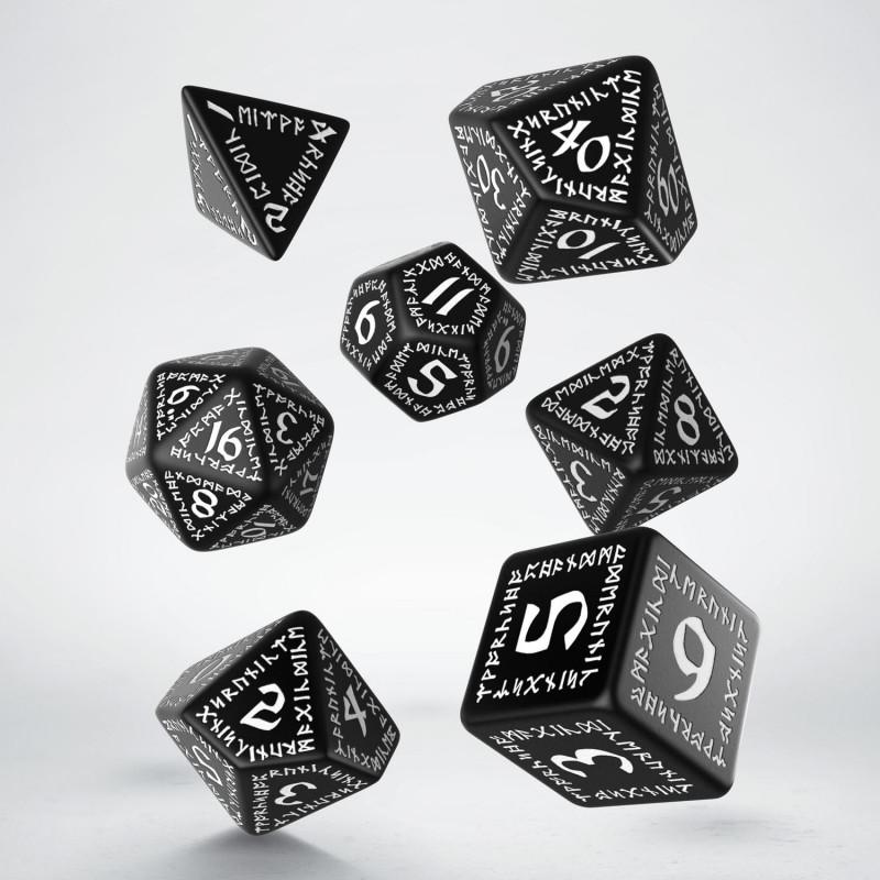 Q-Workshop Runic Black & White Roleplaying 7 Piece Dice Set