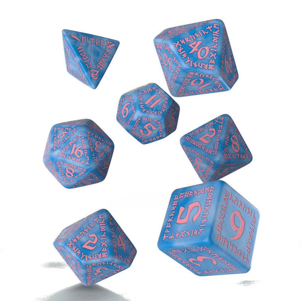 Q-Workshop Runic Glacier & Pink Roleplaying 7 Piece Dice Set
