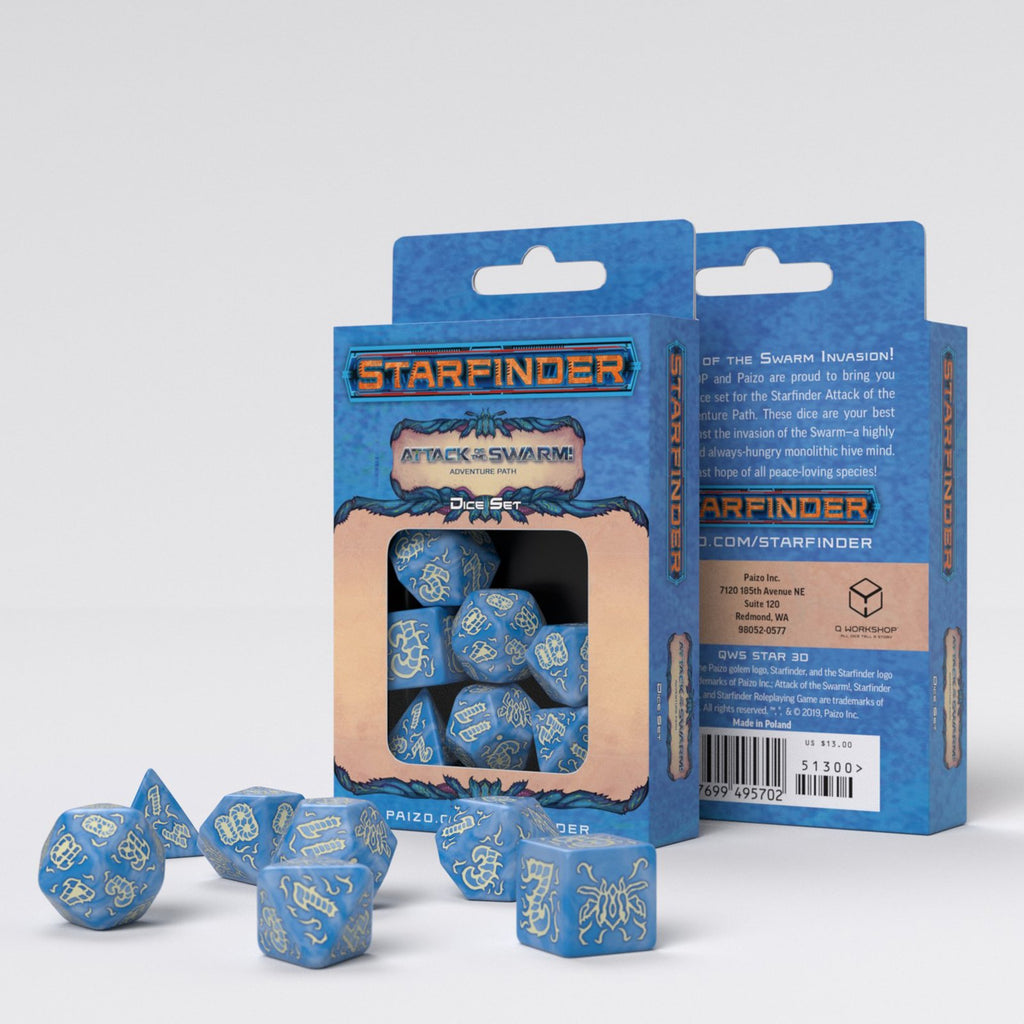 Q-Workshop Starfinder Attack Of The Swarm Roleplaying 7 Piece Dice Set