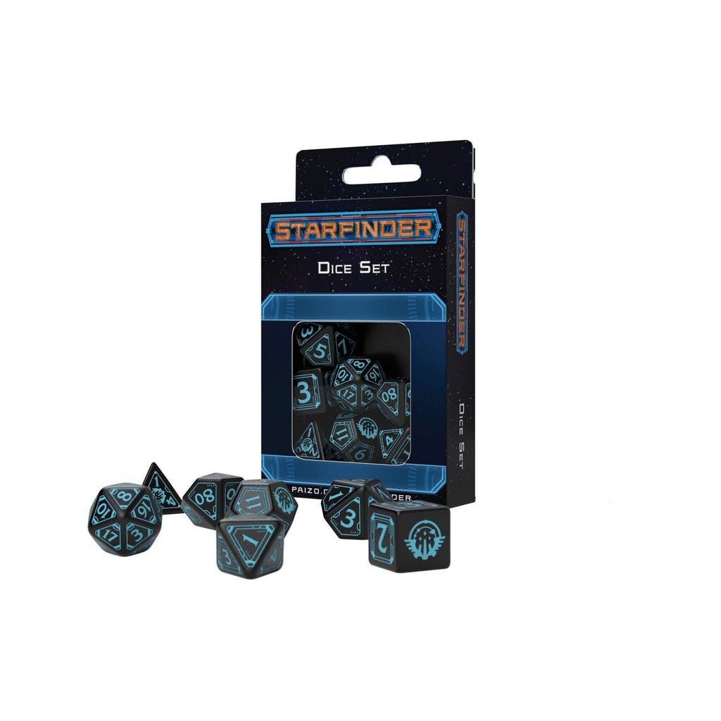 Q-Workshop Starfinder Black & Blue Roleplaying 7 Piece Dice Set - Radar Toys