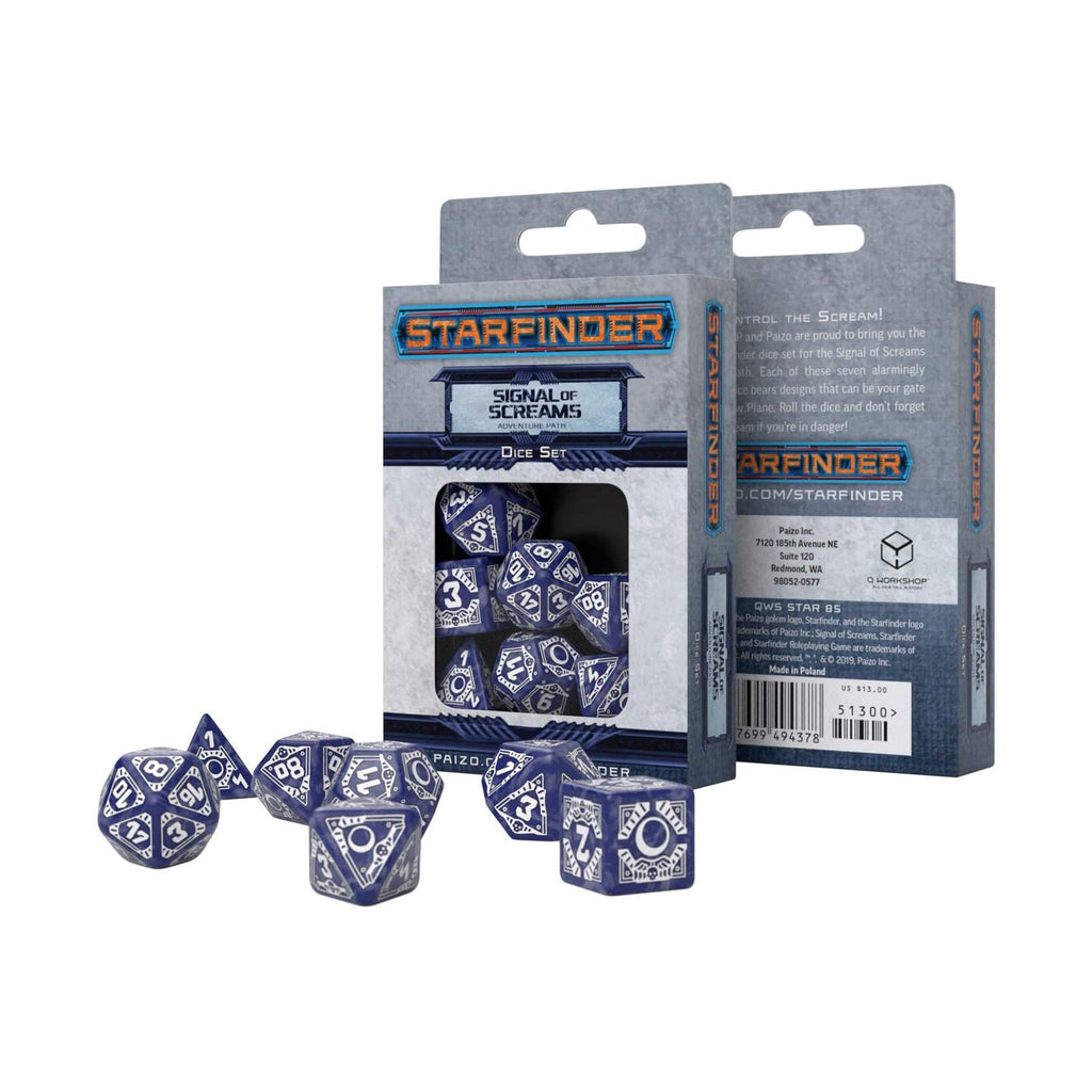 Q-Workshop Starfinder Signal Of Screams Roleplaying 7 Piece Dice Set