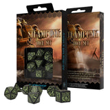 Q-Workshop Steampunk Black Glow In The Dark 7 Piece Dice Set - Radar Toys