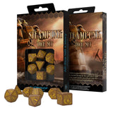 Q-Workshop Steampunk Brown Yellow 7 Piece Dice Set - Radar Toys