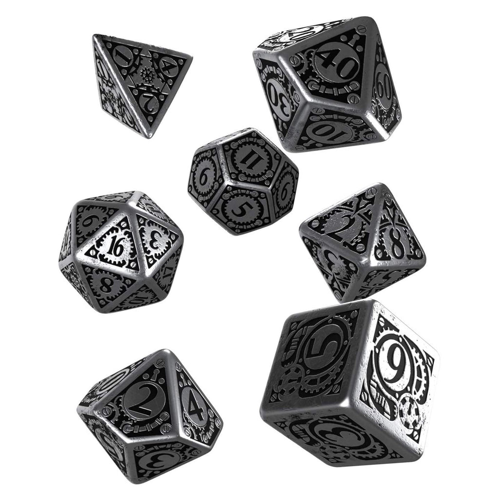 Q-Workshop Steampunk Metal Roleplaying 7 Piece Dice Set