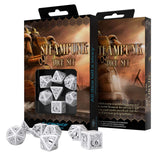 Q-Workshop Steampunk White Black 7 Piece Dice Set - Radar Toys