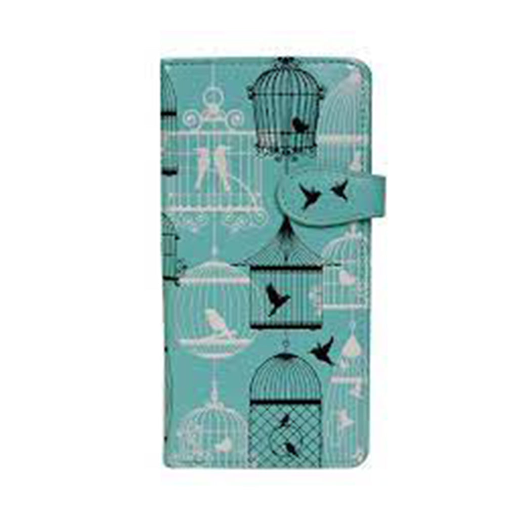 Shagwear Vintage Bird Cages Large Aqua Blue Zipper Wallet