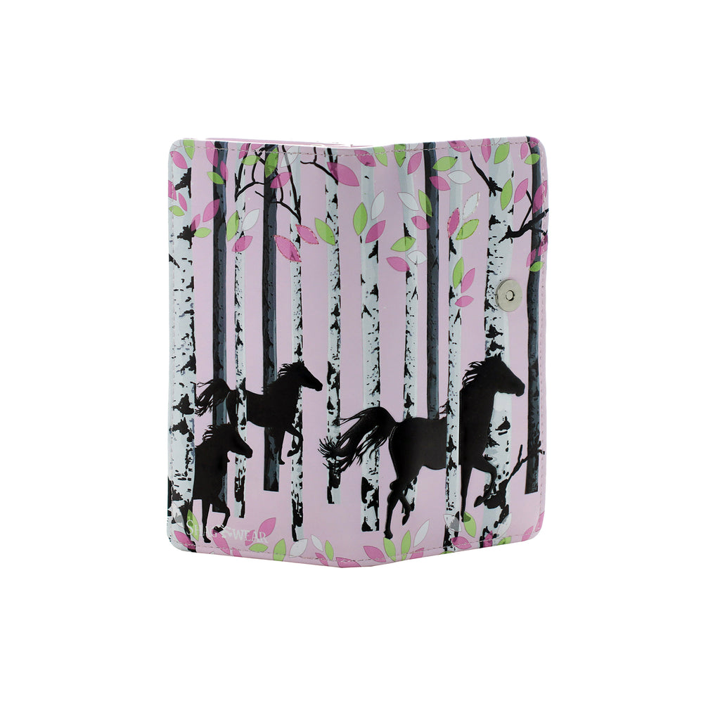 Shagwear Forest Horse Large Pink Zipper Wallet