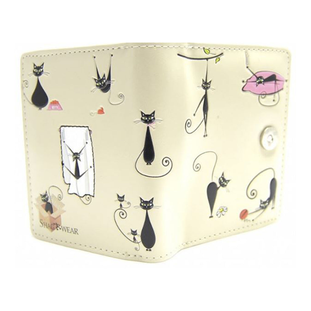 Shagwear Crazy Cats Small Cream Zipper Wallet