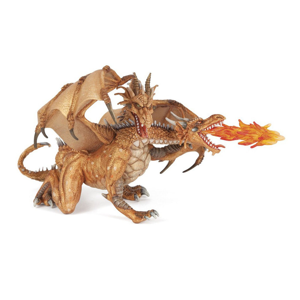 Papo Two Headed Gold Dragon Fantasy Figure 38938 - Radar Toys
