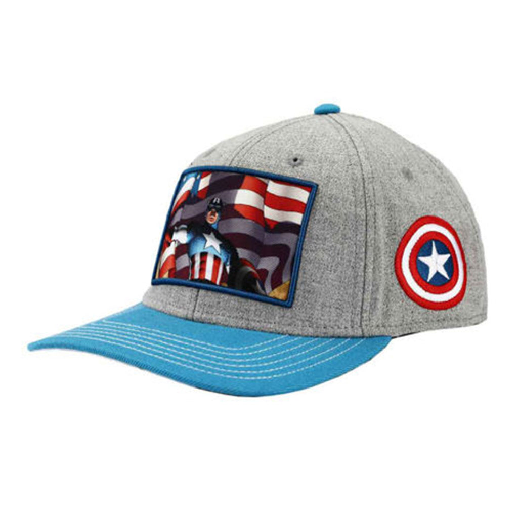 Bioworld Marvel Captain America Flag Patch Elite Flex Snapback Hat