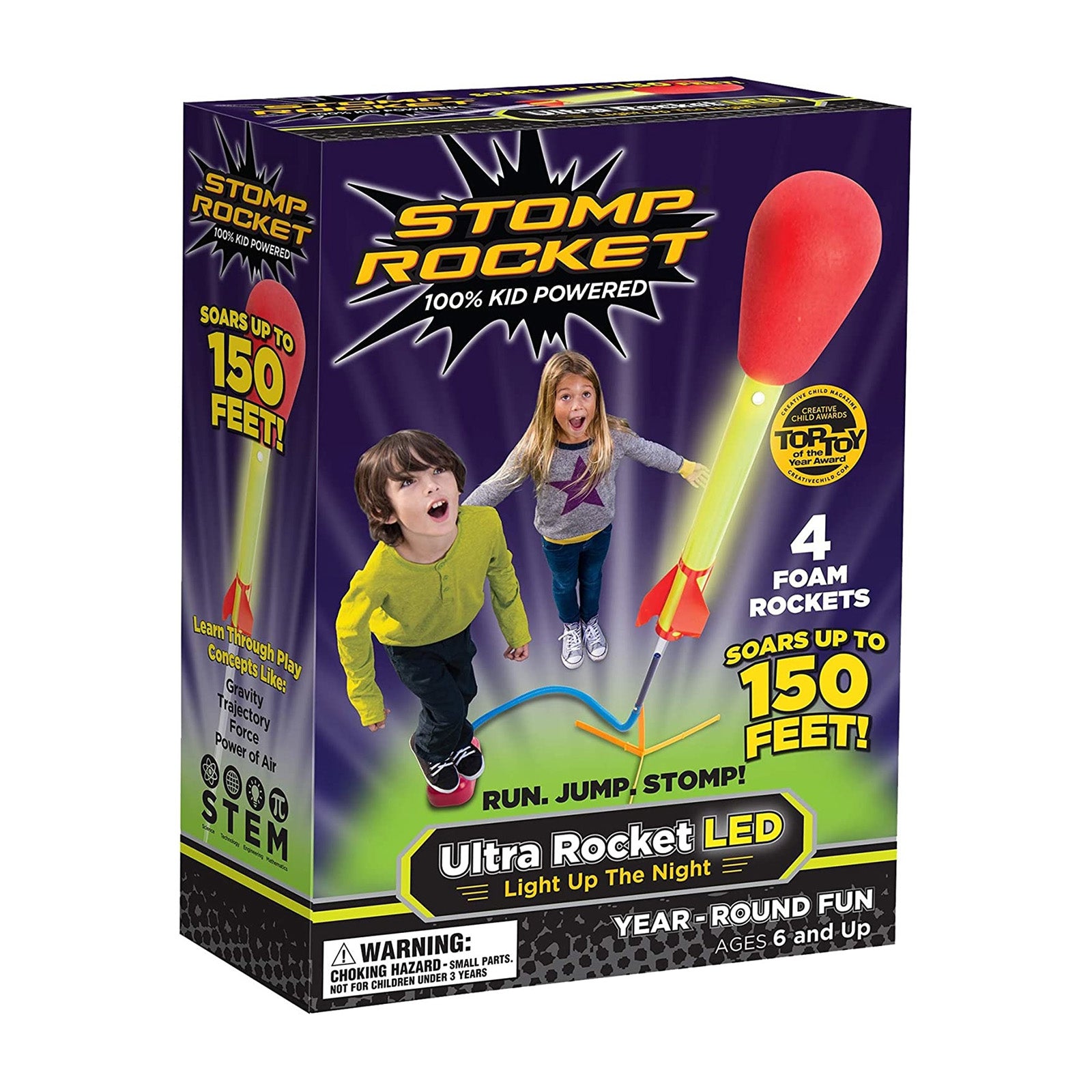 Stomp Rockets Sparkly Stomp Rocket Ultra LED Stomp Rocket Kit | Radar Toys
