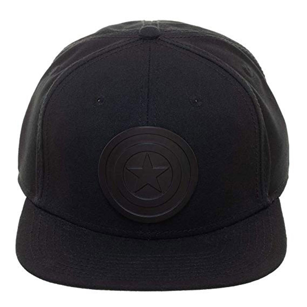Captain America Black Logo Black Snapback Hat