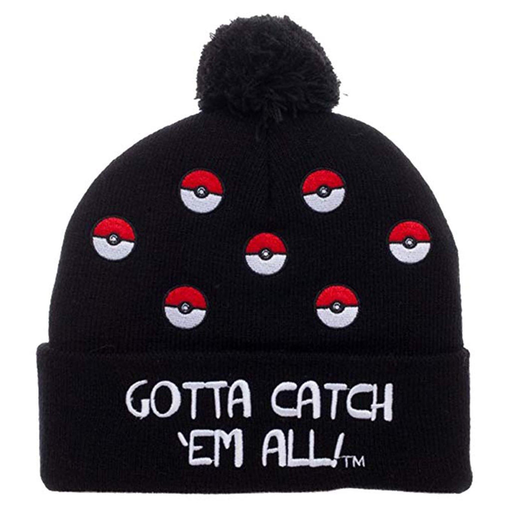 Pokemon Pokeball All Over Print Cuff Pom Beanie