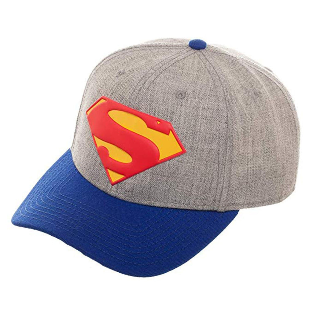 Superman Rebirth Curved Logo Blue Grey Adjustable Snapback Hat