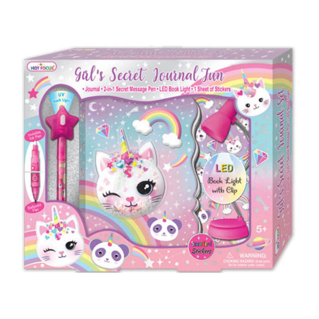 Hot Focus Caticorn Girl's Secret Journal With Invisible Ink And LED Light