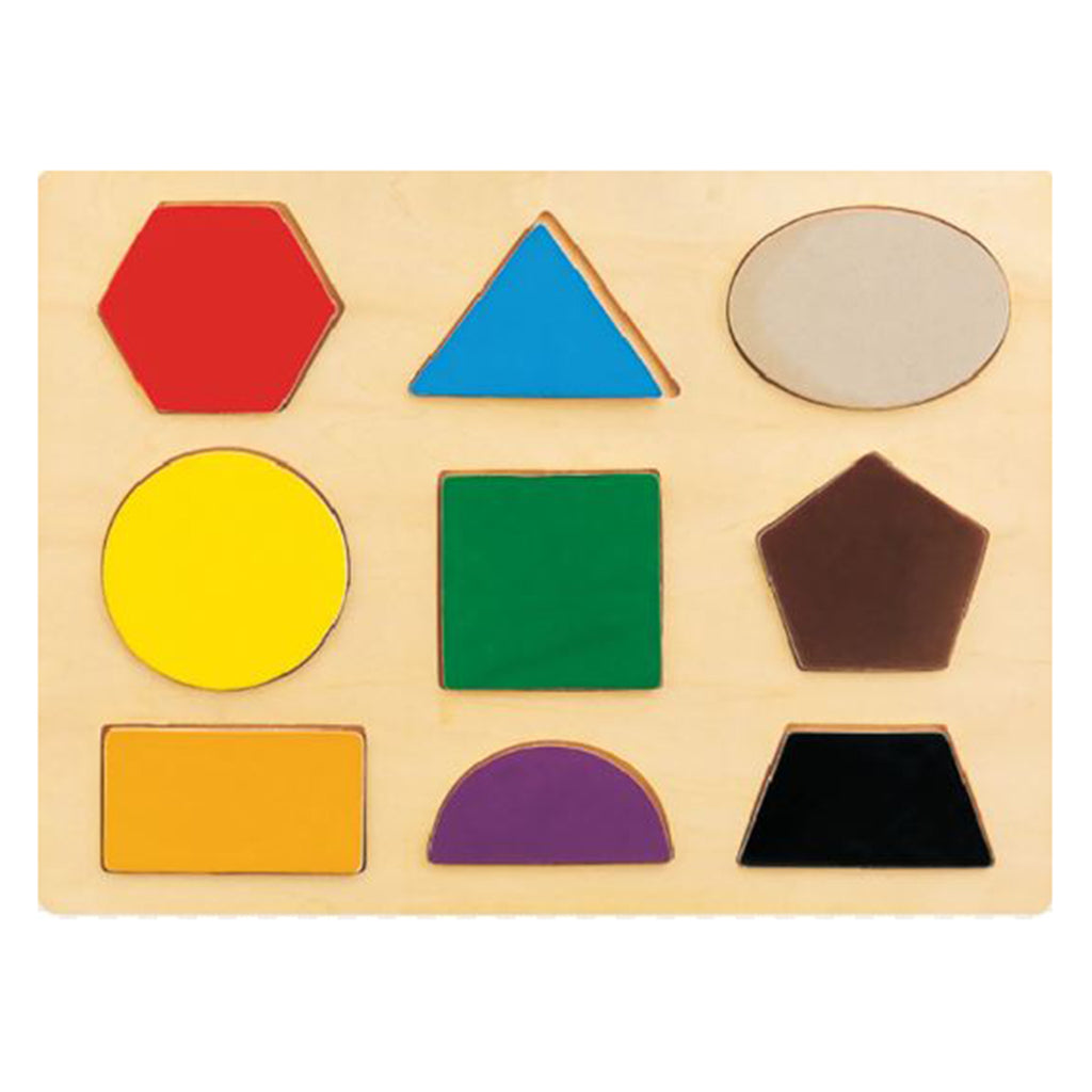Family Games America Wooden 9 Shapes Chunky Puzzle - Radar Toys