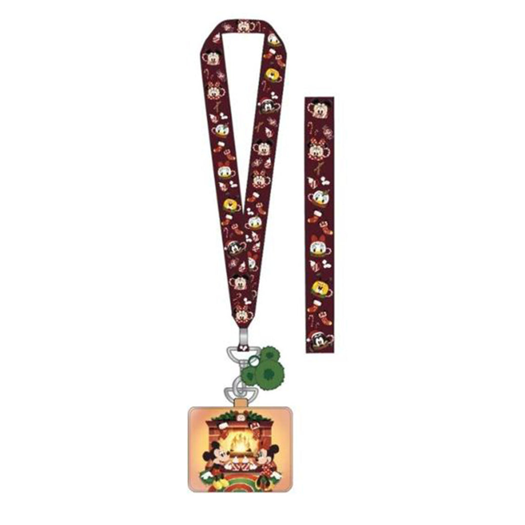Loungefly Disney Mickey And Minnie Fireplace Cocoa Lanyard With Cardholder - Radar Toys