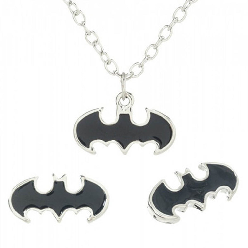 Batman Black Enamel Fill Necklace Earrings Jewelry Set - Radar Toys