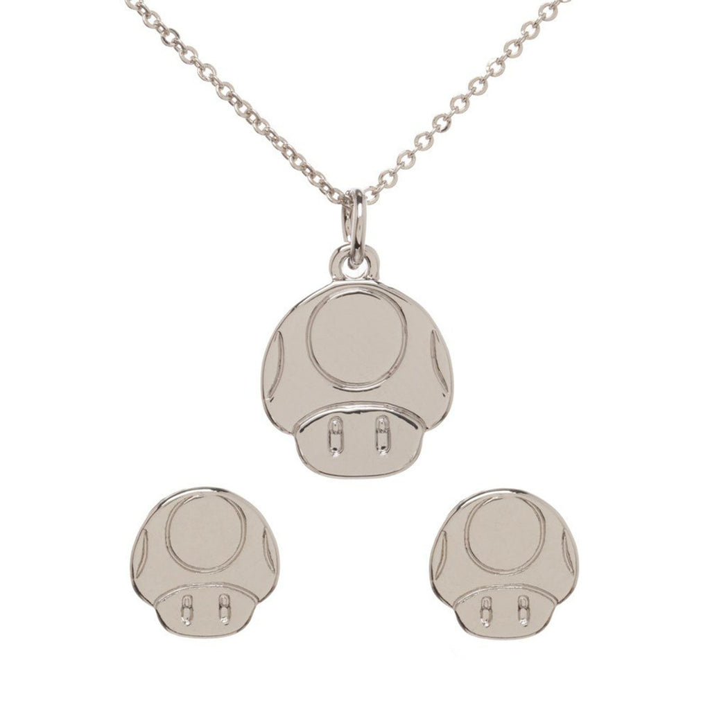 Super Mario Mushroom Earrings Necklace Jewelry Set