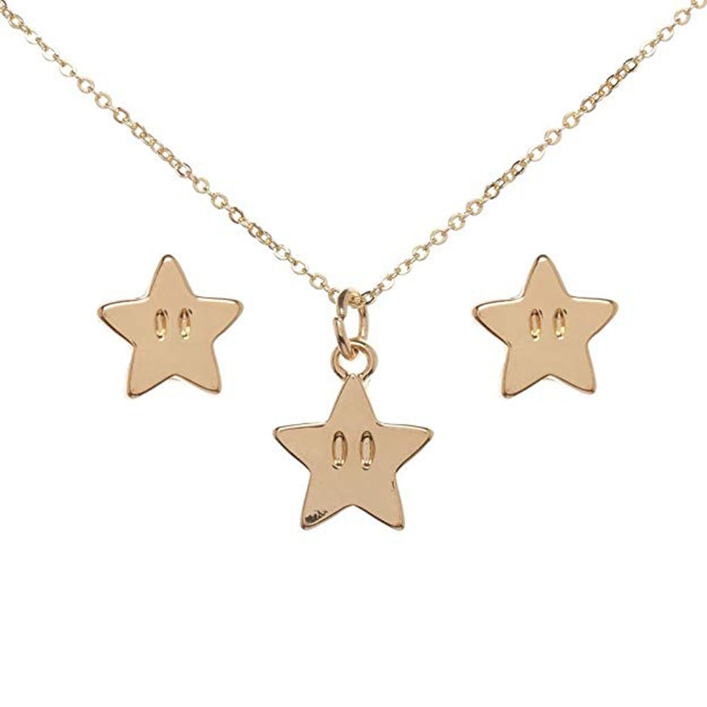 Super Mario Star Earring And Necklace Set