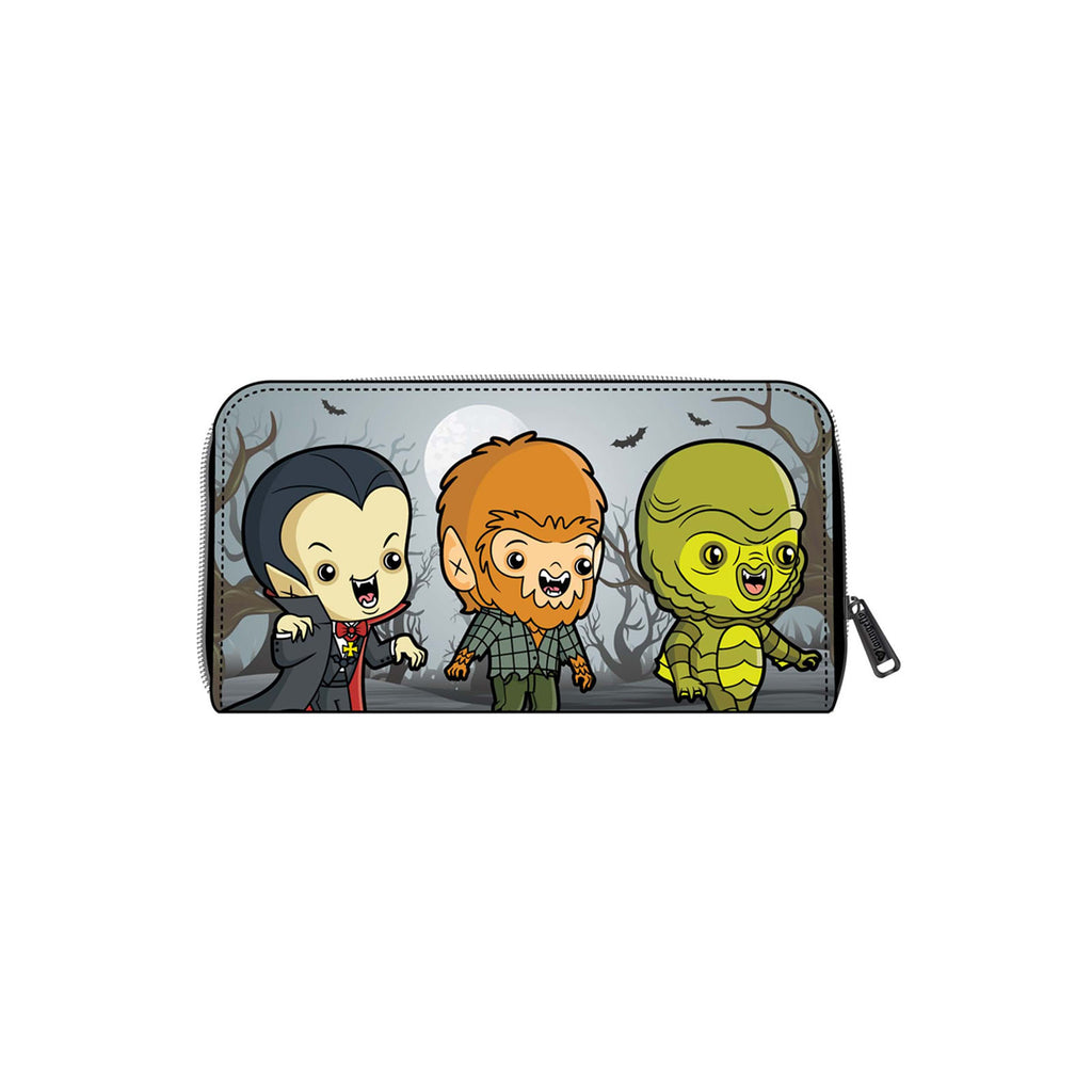Loungefly Universal Monsters Chibi Line Zip Around Wallet