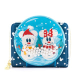 Loungefly Disney Snowman Mickey And Minnie Snow Globe Zip Around Wallet - Radar Toys