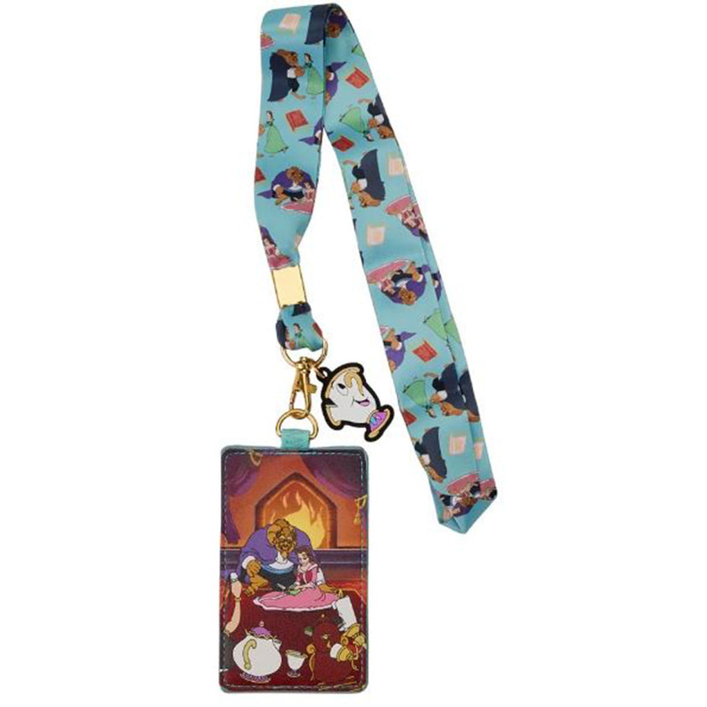 Loungefly Disney Beauty And The Beast Fireplace Scene Cardholder Lanyard