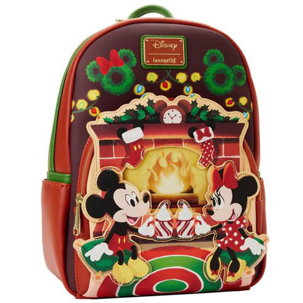 Loungefly Disney Mickey Minnie Hot Cocoa Fireplace Light Up Mini Backpack