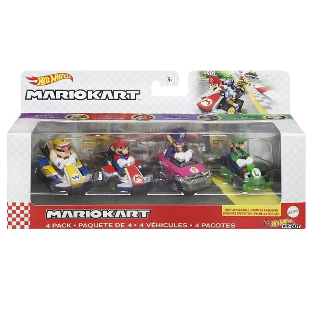Mattel How Wheels Mario Kart Waluigi 4 Pack