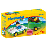 Playmobil 1-2-3 Car With Horse Trailer Building Set 70181 - Radar Toys