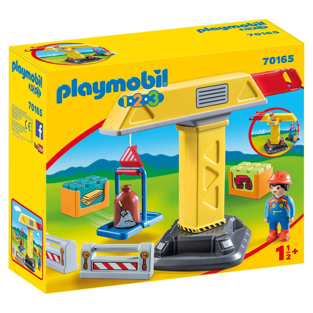 Playmobil 1-2-3 Construction Crane Building Set 70165 - Radar Toys