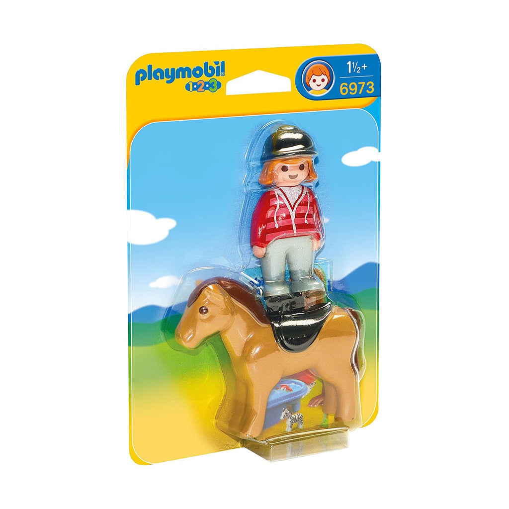 Playmobil 1-2-3  Equestrian With Horse Building Set 6973