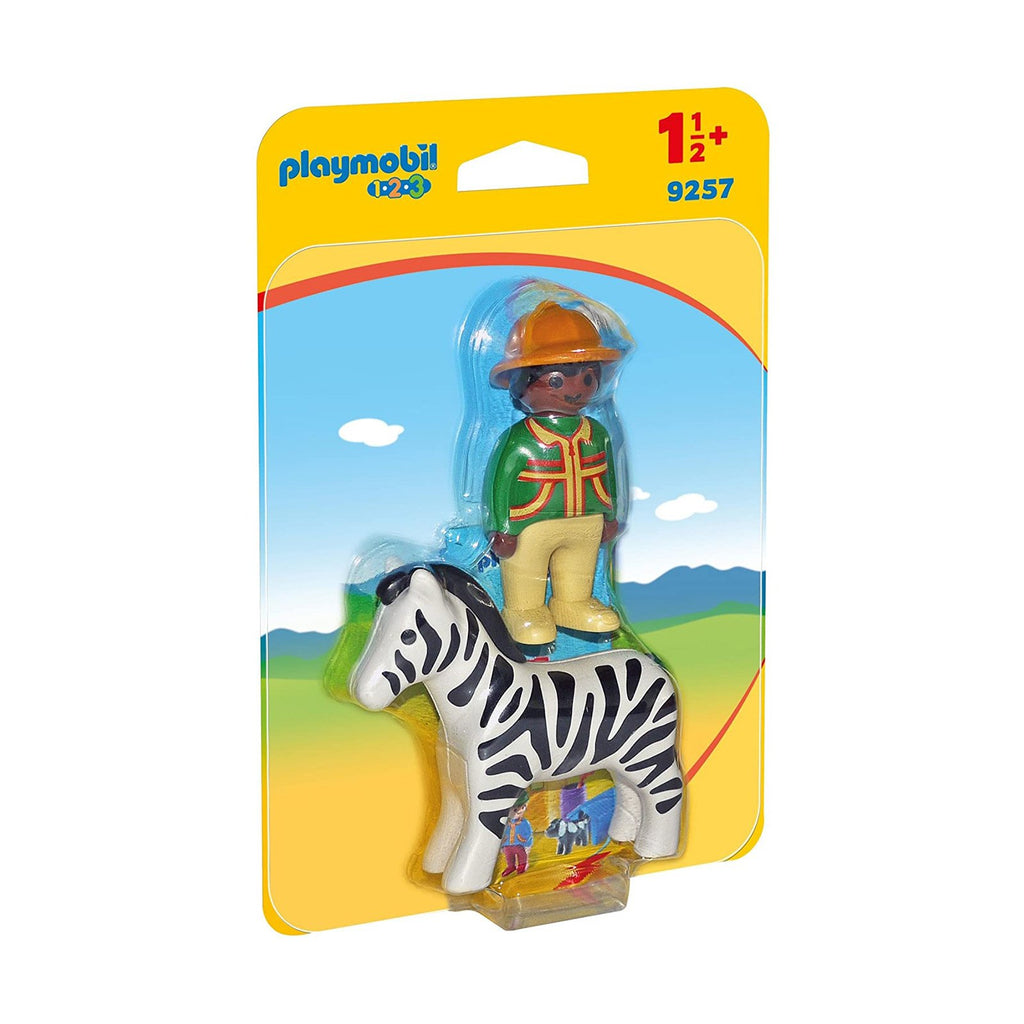 Playmobil 1-2-3 Ranger With Zebra Building Set 9257