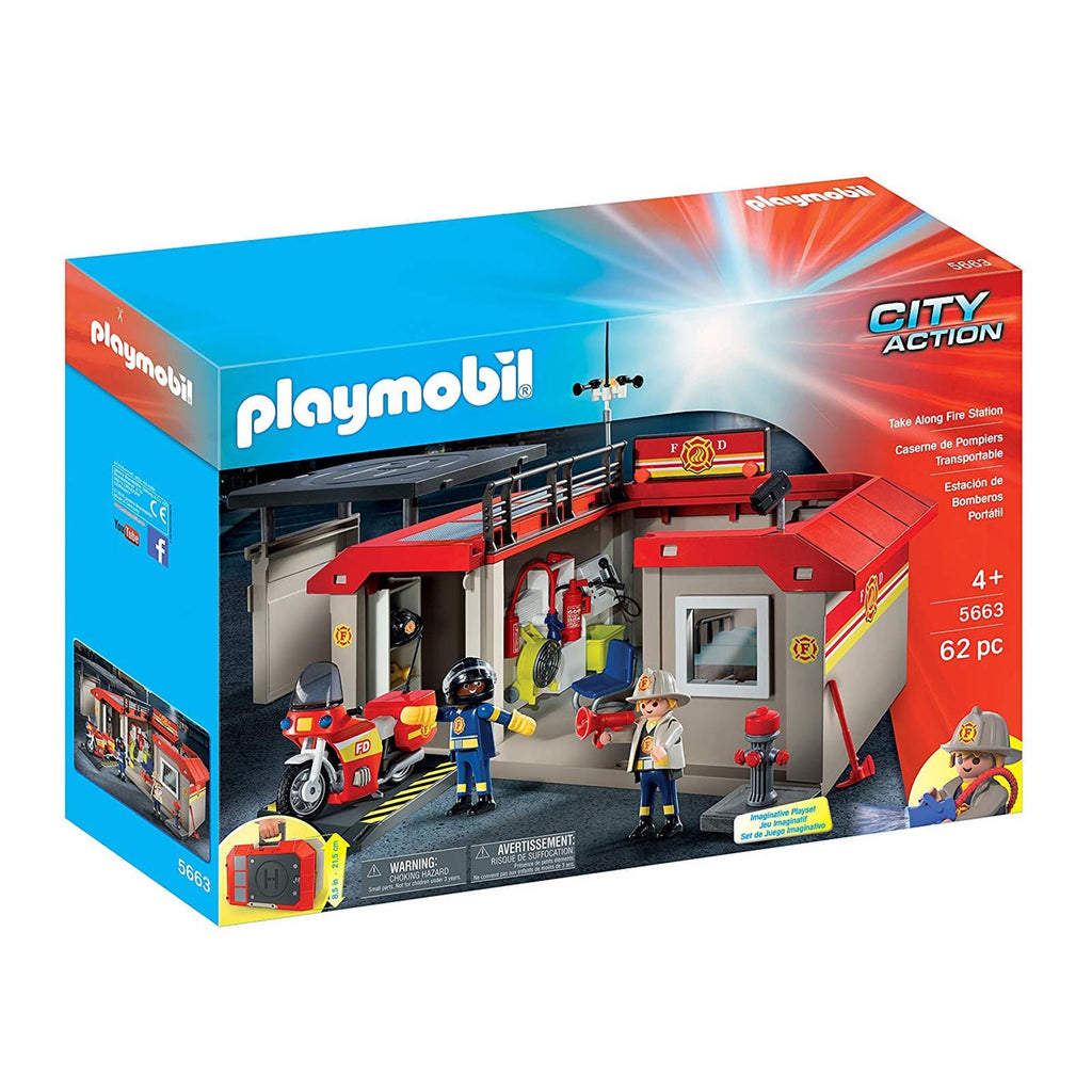Playmobil City Action Take Along Fire Station Building Set 5663 - Radar Toys