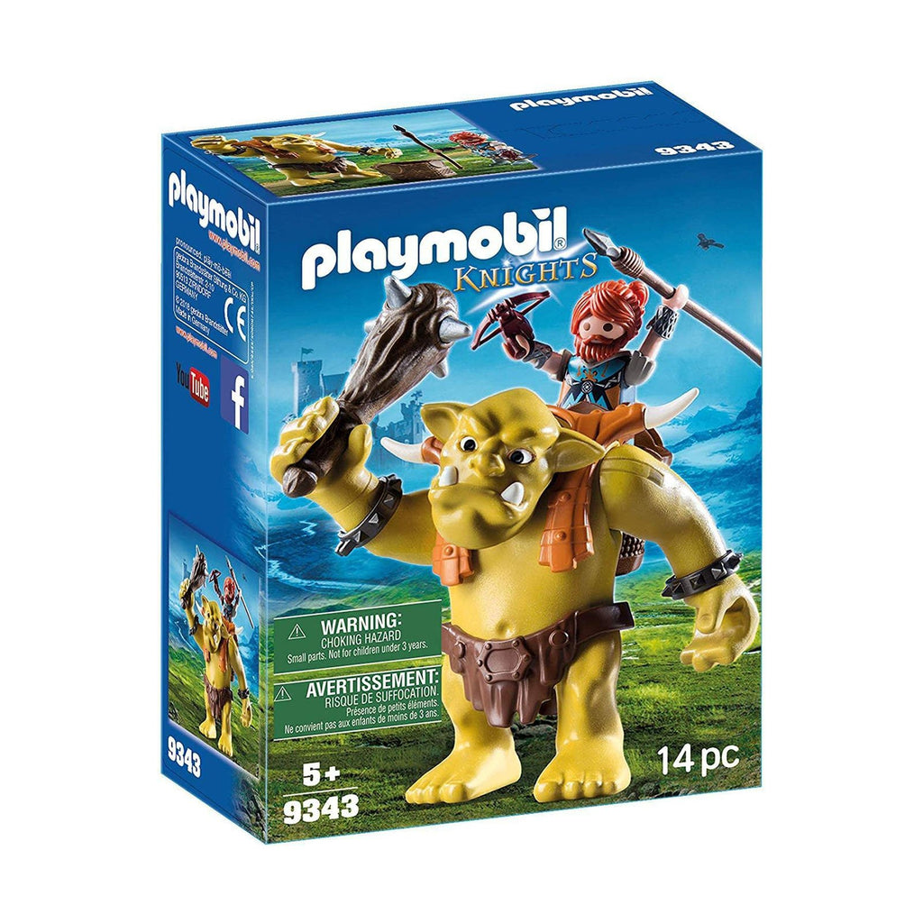 Playmobil Knights Giant Troll With Dwarf Fighter Building Set 9343 - Radar Toys