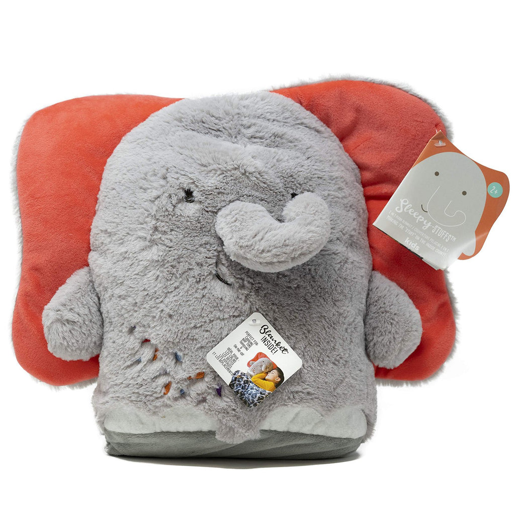 Sleepy Stuffs Elephant 2 In 1 Convertible Plush Blanket - Radar Toys