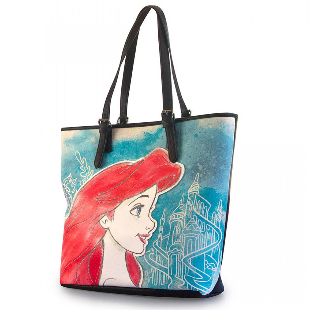 Disney Little Mermaid Ariel Printed Faux Leather Tote Bag