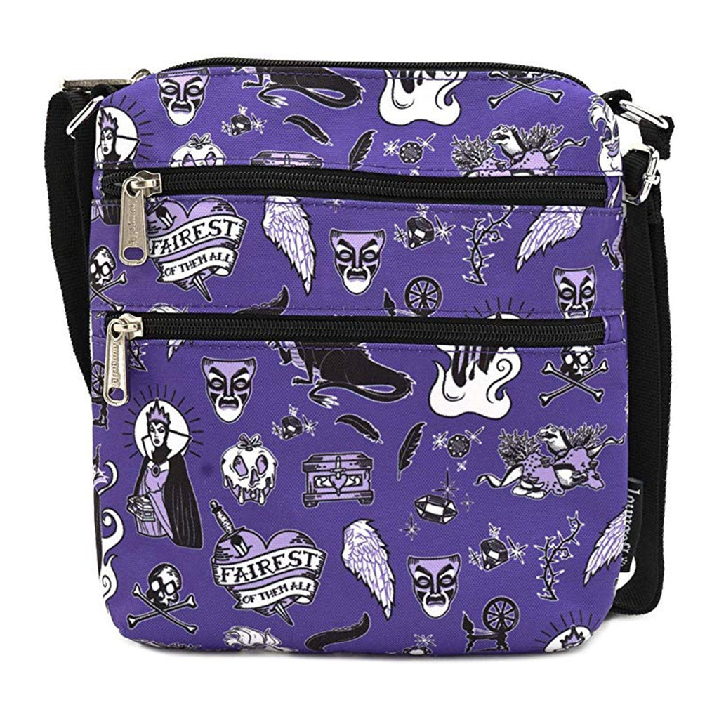 Loungefly Disney Villian Icons All Over Print Nylon Passport Bag Purse