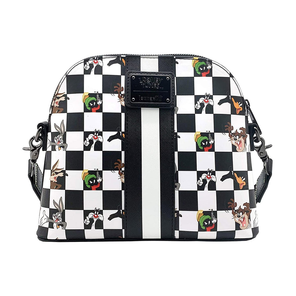 Loungefly Looney Tunes Black And White Checkered Character Crossbody Bag Purse