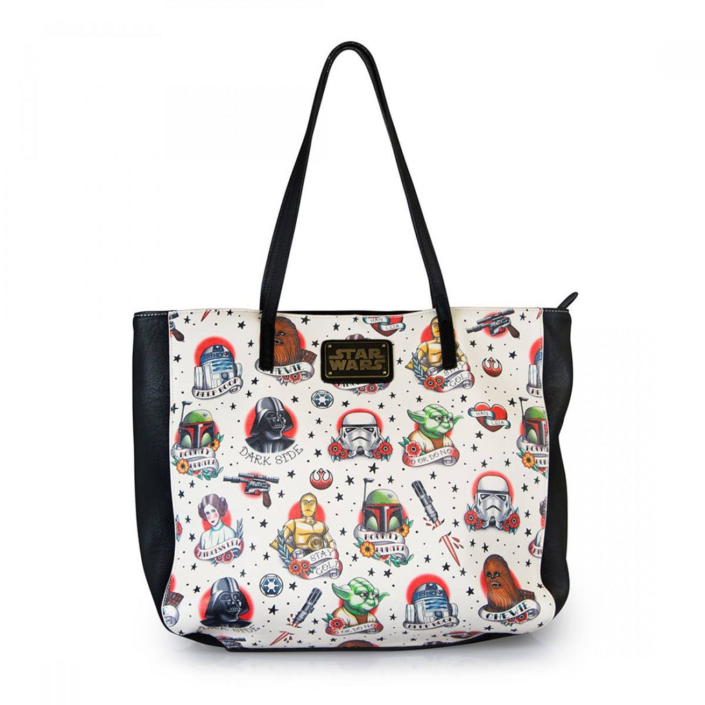 Star Wars Tattoo Flash Print Faux Leather Tote Bag